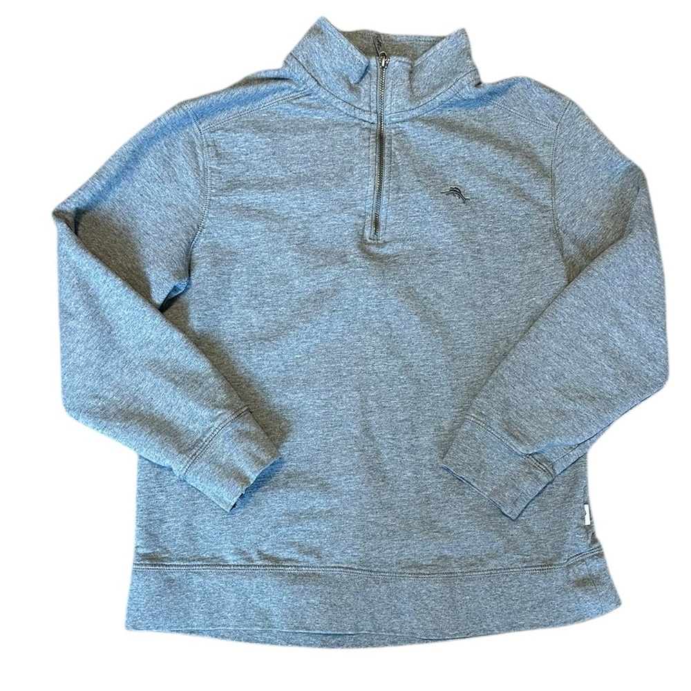 TOMMY BAHAMA gray 1/4 zip 100% cotton pullover sweatshirt boys/youth M 10/12